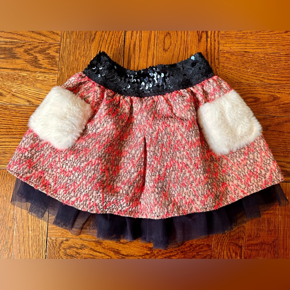 Billieblush French fashion skirt with faux fur pockets Size 18-24 mo baby